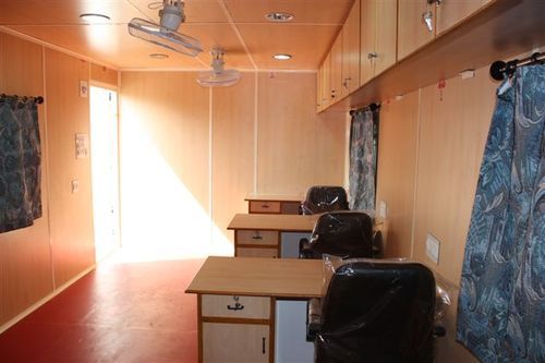 Container Site Office with Workstation and Overhead Rack